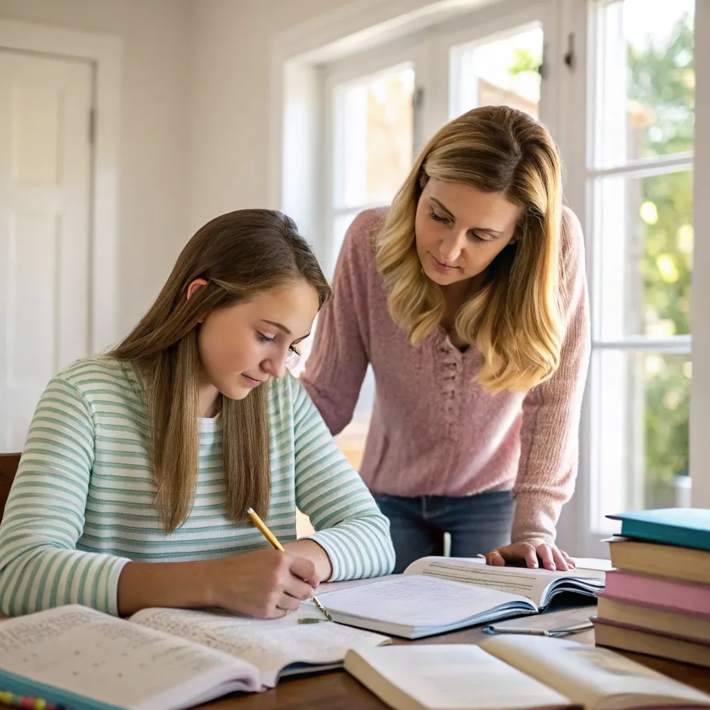 Emma studying with DawnFlow tutor