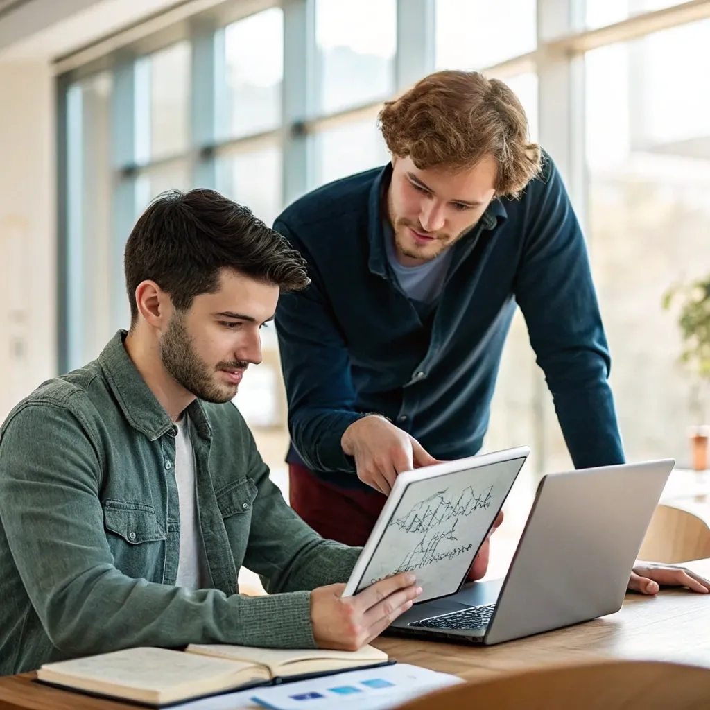 Jack consulting with a DawnFlow tutor